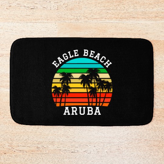 Eagle Beach Aruba Family Vacation Sunset Palm Bath Mats