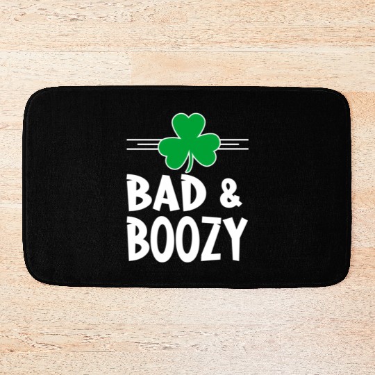 Bad And Boozy St Patricks Day Drinking Shamrock Ir Bath Mats
