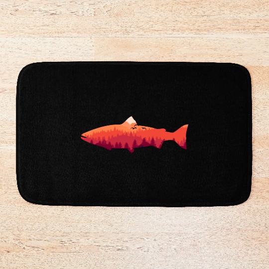 Trout Fly Fishing Nature Outdoor Fisherman Bath Mats