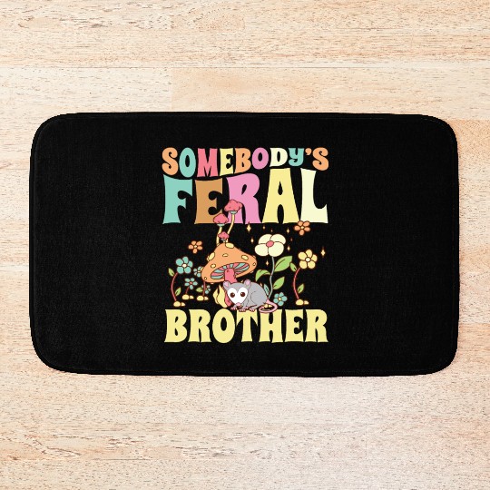 Somebody's Feral Brother Wild Bro Opossum Groovy Bath Mats