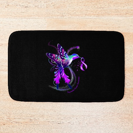 Hummingbird Purple Ribbon Pancreatic Cancer Bath Mats