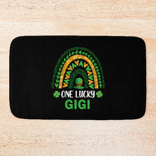 One Lucky Gigi St Patric Day Shamrock Rainbow Bath Mats