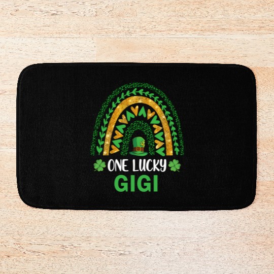 One Lucky Gigi St Patric Day Shamrock Rainbow Bath Mats