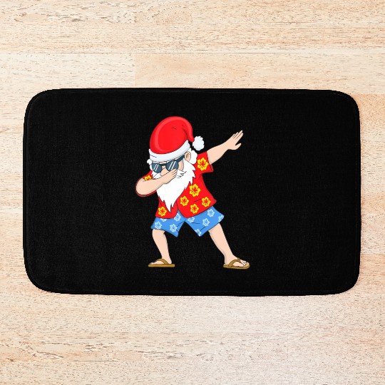 Christmas in July Santa Hawaiian Dabbing Santa Bath Mats