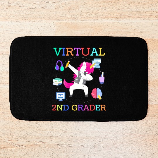 Virtual 2ND Grader Unicorn Back To School Online Bath Mats