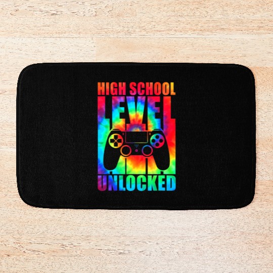 High School Level Unlocked Tie Dye Back To School Bath Mats
