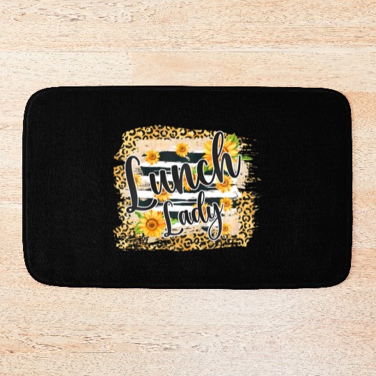 Leopard Sunflower Lunch Lady First Day Back To Bath Mats