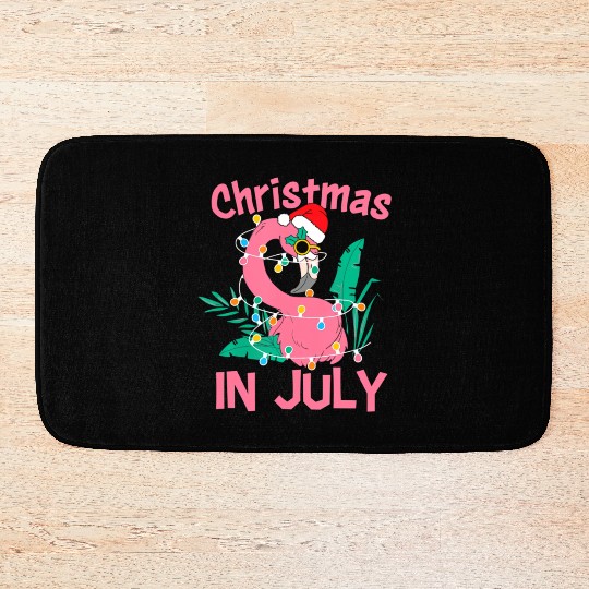 Funny Summer Beach Vacation Christmas In July Bath Mats