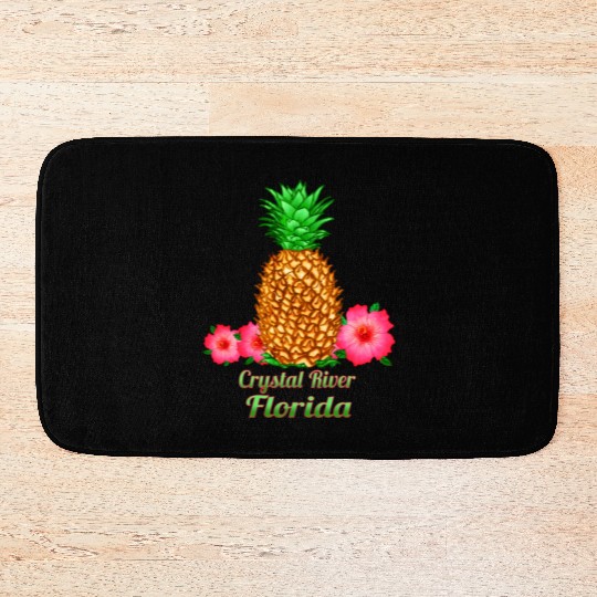 I Love Crystal River Florida Fl Pineapple Floral Bath Mats