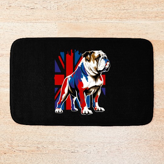 British Bulldog With Union Jack Flag King Charles Bath Mats