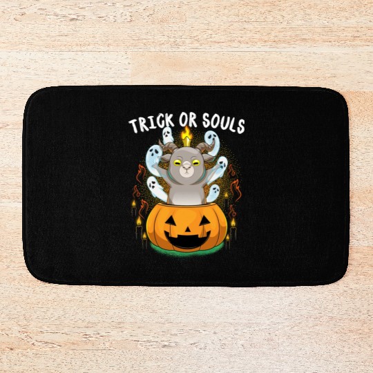 Trick Or Souls Halloween Baphomet Satanic Pumpkin Bath Mats