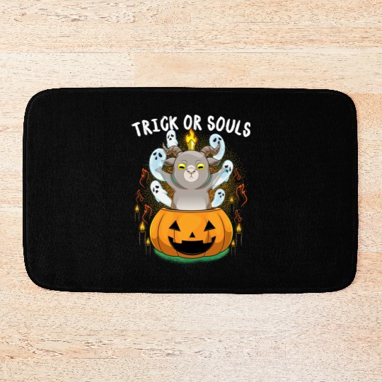 Trick Or Souls Halloween Baphomet Satanic Pumpkin Bath Mats