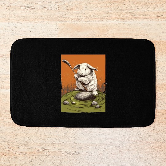 Golfer Guinea Pig Golf Club Golfing Golf Player Bath Mats