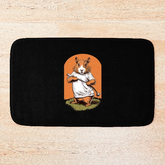 Golfer Guinea Pig Golf Club Golfing Golf Player Bath Mats