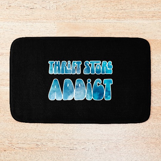 Thrift Store Addict blue watercolor Bath Mats