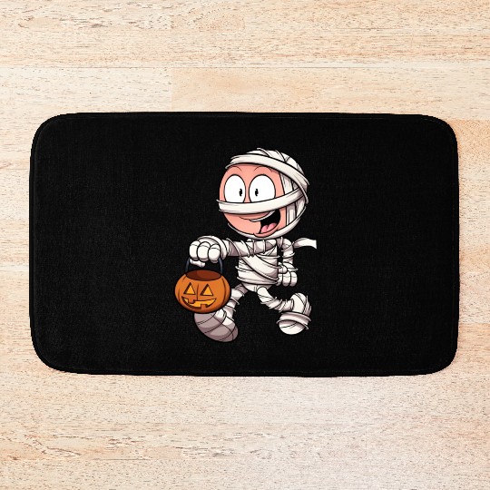 Kid In Mummy Costume Trick Or Treating Bath Mats