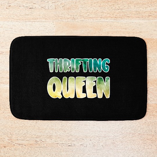 Thrifting Queen green yellow watercolor Bath Mats