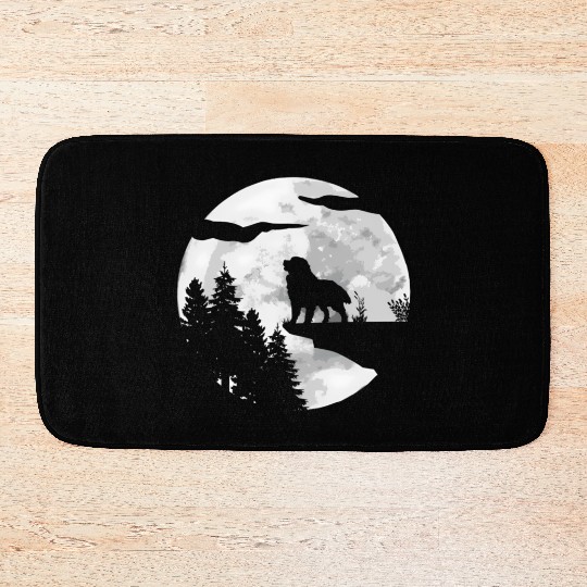 Dog Owner Full Moon At Night Pet Bernese Mountain Bath Mats