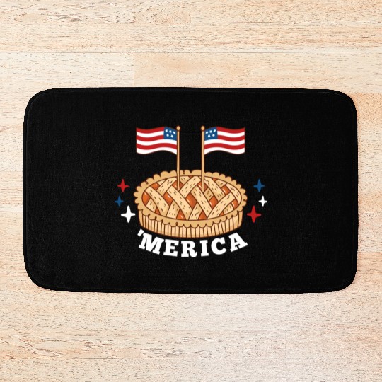 American Flag USA Apple Pie Merica 4th of July Bath Mats