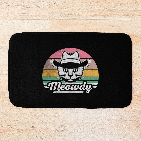 Mashup Between Meow And Howdy Cat Meme Cat Bath Mats
