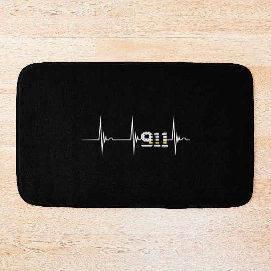 Dispatcher 911 Vintage Usa Flag Hebeat Ekg Pulse Bath Mats