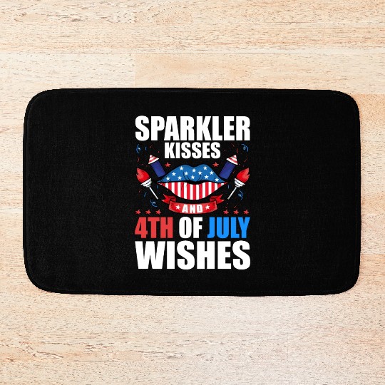 Sparkler Kisses 4th of July Wishes Bath Mats
