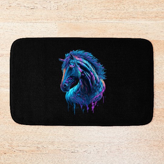 Neon Horse Graffiti Bath Mats