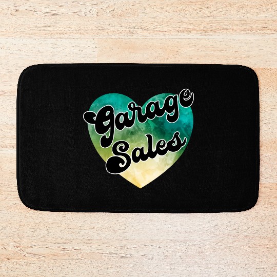 Garage Sales green yellow watercolor heart Bath Mats