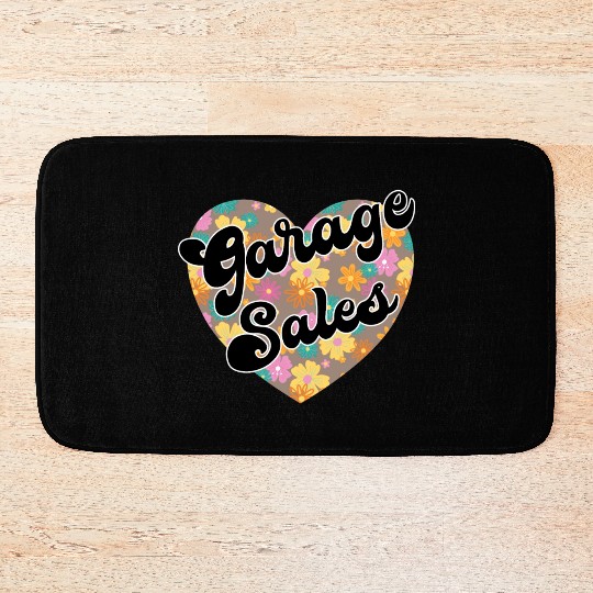 Garage Sales brown floral heart Bath Mats