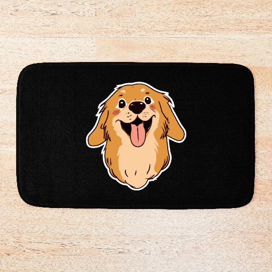 Happy Golden Retriever Dog Lover Puppy Retro Bath Mats
