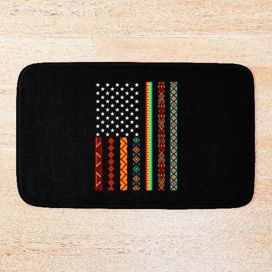 African Kente Cloths American Flag Bath Mats