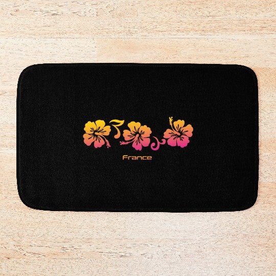 France Hibiscus Souvenir Vacation Bath Mats
