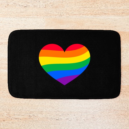 lgbt Gay Pride Rainbow Heart Bath Mats
