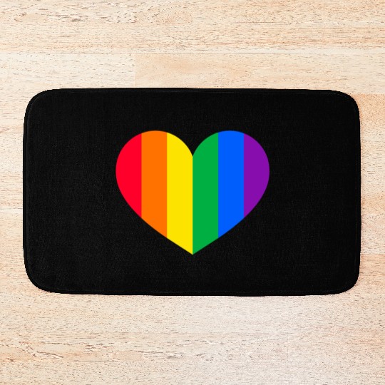 Gay Pride Rainbow Heart Bath Mats