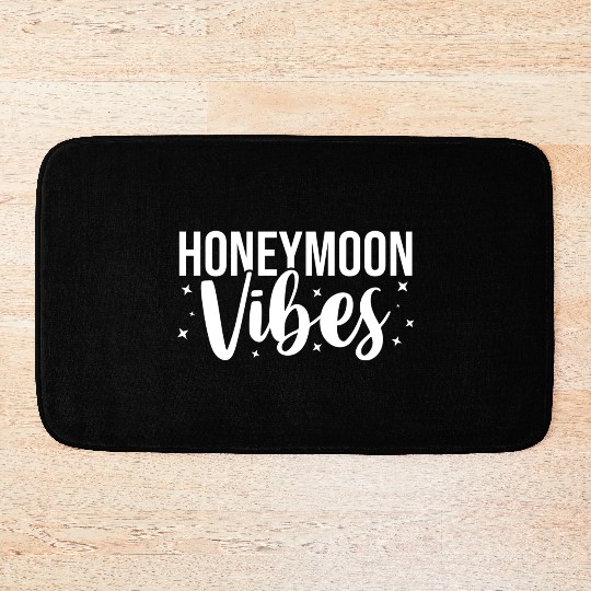 Bride Groom Vacation Newlywed Trip Honeymoon Vibes Bath Mats
