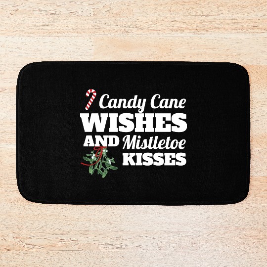 Candy Cane Wishes And Mistletoe Kisses Christmas Bath Mats