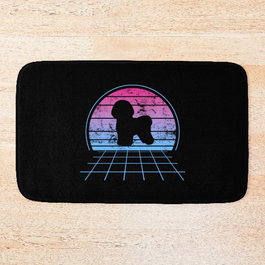 Bichon Frise Silhouette Retro Vintage Bath Mats