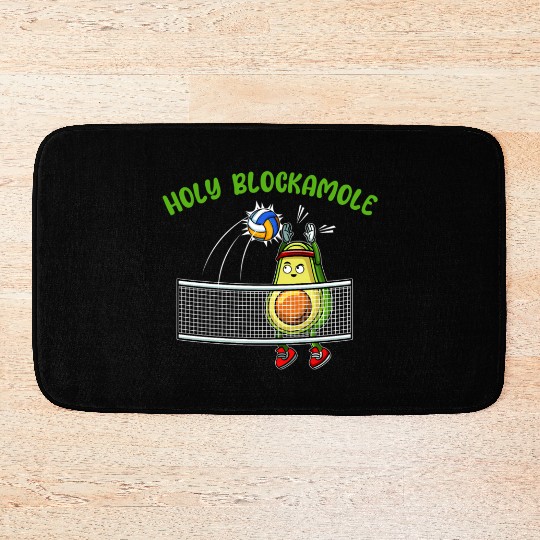 Holy Blockamole I Volleyball Avocado Food Bath Mats