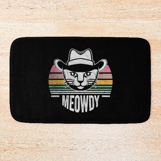 Mashup Between Meow And Howdy Cat Meme Cat Bath Mats