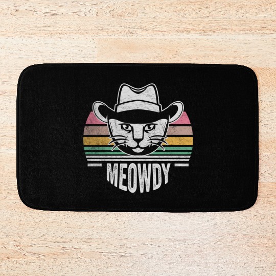 Mashup Between Meow And Howdy Cat Meme Cat Bath Mats