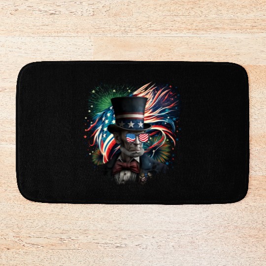 Merica Lincoln Independence Day Party 4th July Bath Mats