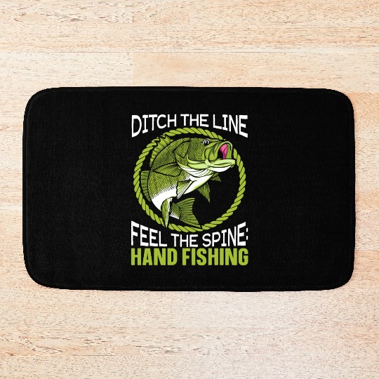 Hand Fishing Fisherman Noodling Lover Fisher Fish Bath Mats