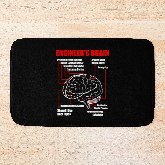 Engineer's Brain - Funny Sarcastic Engineering Bath Mats