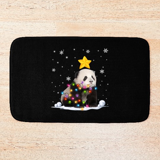 Panda Bear Animals Tree Lights Bath Mats