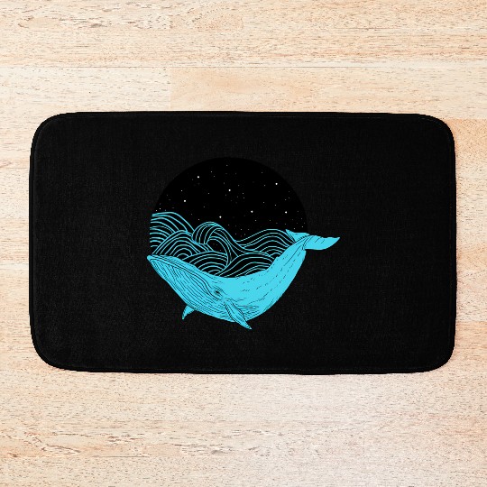 Humpback Whale Midnight Space Whale Bath Mats
