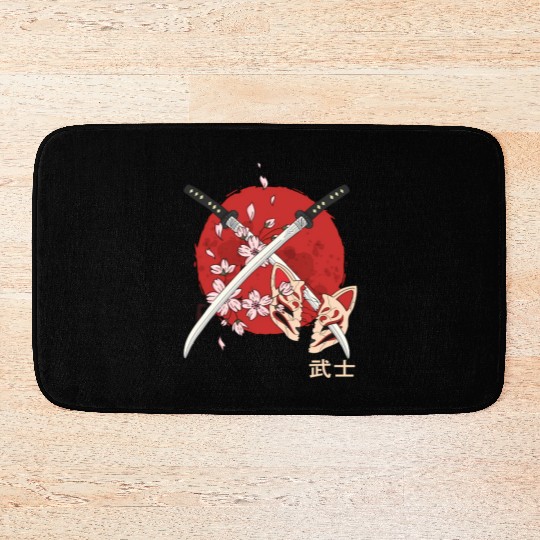 Ancient Japanese Cherry Blossom Samurai Katana Swo Bath Mats