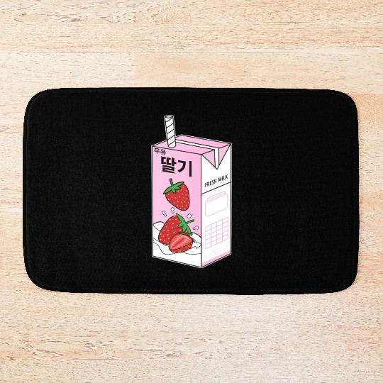 K Pop Strawberry Milk Drink Korea Kpop Korean Bath Mats
