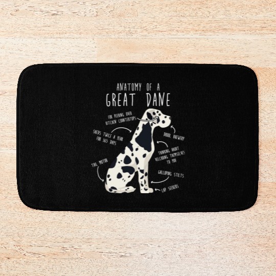 Harlequin Great Dane Dog Anatomy Bath Mats