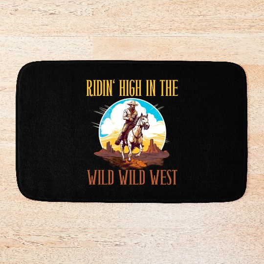 Ridin High In The Wild Wild West for a Horsewoman Bath Mats
