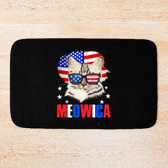 Meowica Cat lover Independence Day Patriotic Bath Mats